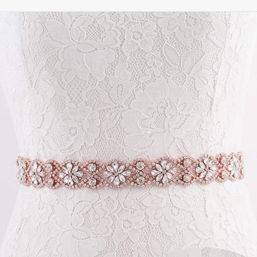 Rhinestones With Rosegold Wedding Belt - Picture 1 of 5